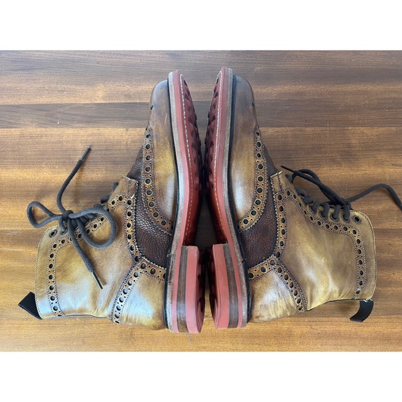 Herring Boots Leather Wingtip Brogue Boots Tan Brown Size UK 6 EU 40 Men US 7/8 - Picture 9 of 9